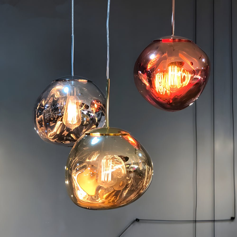 Irregular Lava Glass Ball Mini Pendant — Postmodern, E27, Silver / Gold / Wine Red, 3000K–6000K