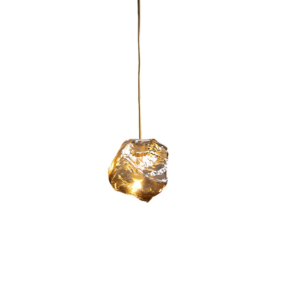 Postmodern Irregular Lava-Texture Glass Chandelier — Copper, Hand-Blown Glass, 1- or 3-Light, 3000K Warm White