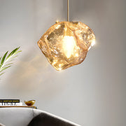 Postmodern Irregular Lava-Texture Glass Chandelier — Copper, Hand-Blown Glass, 1- or 3-Light, 3000K Warm White