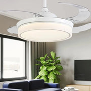 23-Inch LED Ceiling Fan with 4 Retractable Blades and Light - 15/19 White Luxe