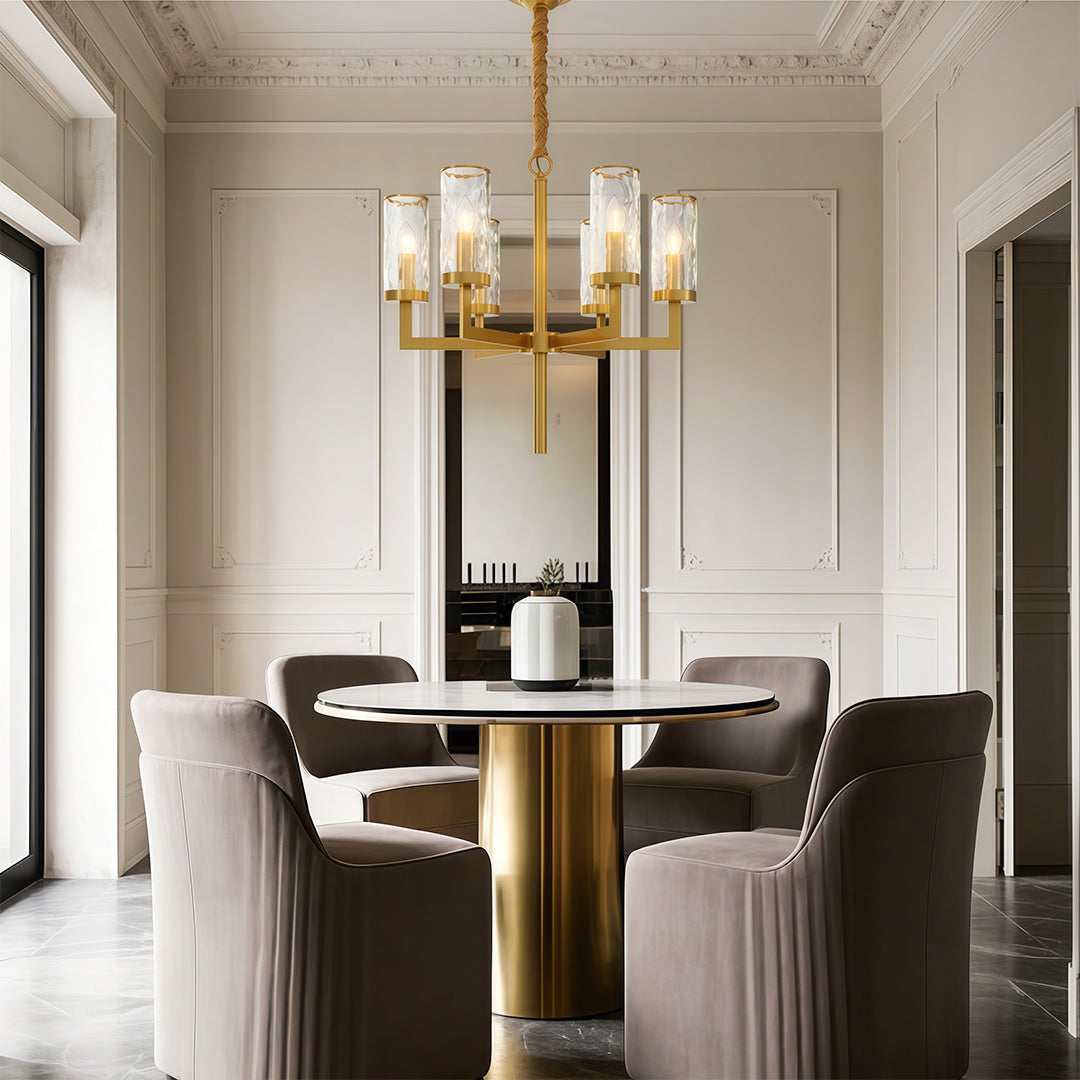 Minimalist Cluster Island Chandelier — Transparent Glass, Full Copper Frame, E14, 6/8/10/15-Light