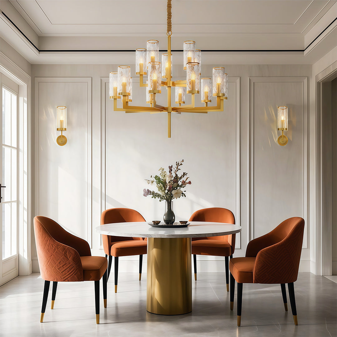 Minimalist Cluster Island Chandelier — Transparent Glass, Full Copper Frame, E14, 6/8/10/15-Light