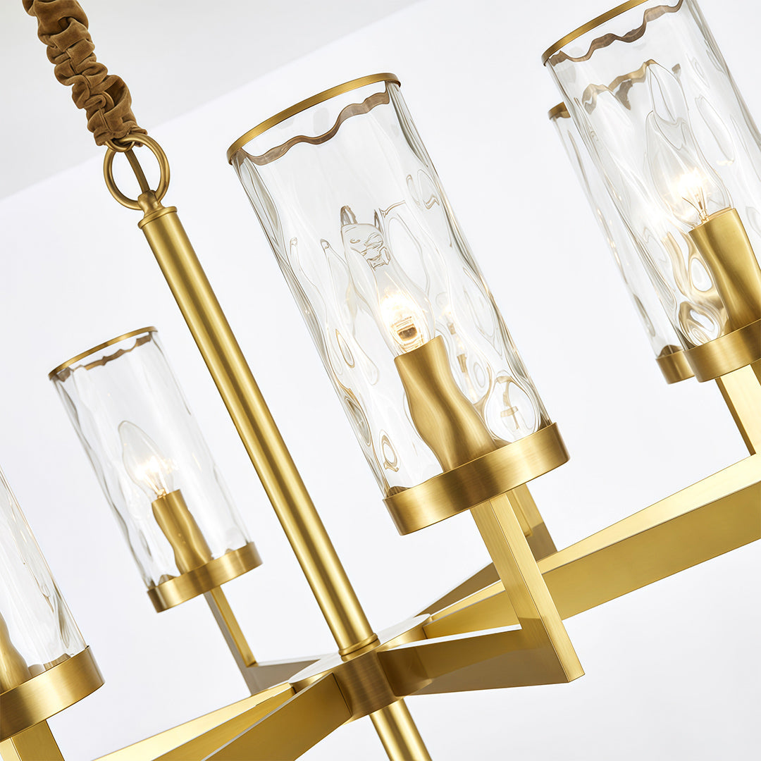 Minimalist Cluster Island Chandelier — Transparent Glass, Full Copper Frame, E14, 6/8/10/15-Light