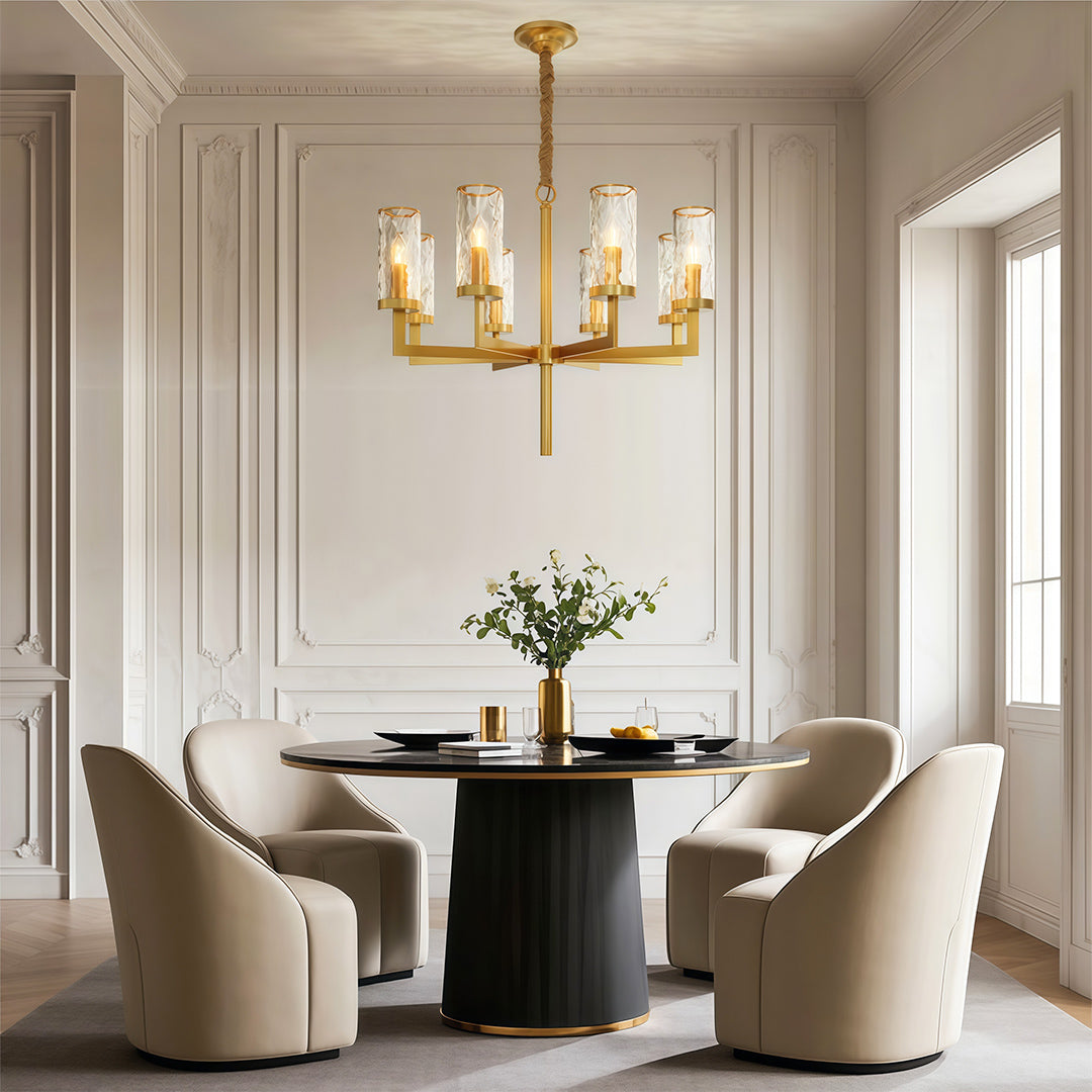 Minimalist Cluster Island Chandelier — Transparent Glass, Full Copper Frame, E14, 6/8/10/15-Light
