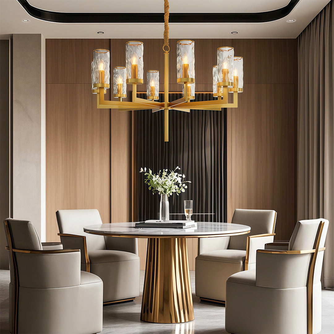 Minimalist Cluster Island Chandelier — Transparent Glass, Full Copper Frame, E14, 6/8/10/15-Light
