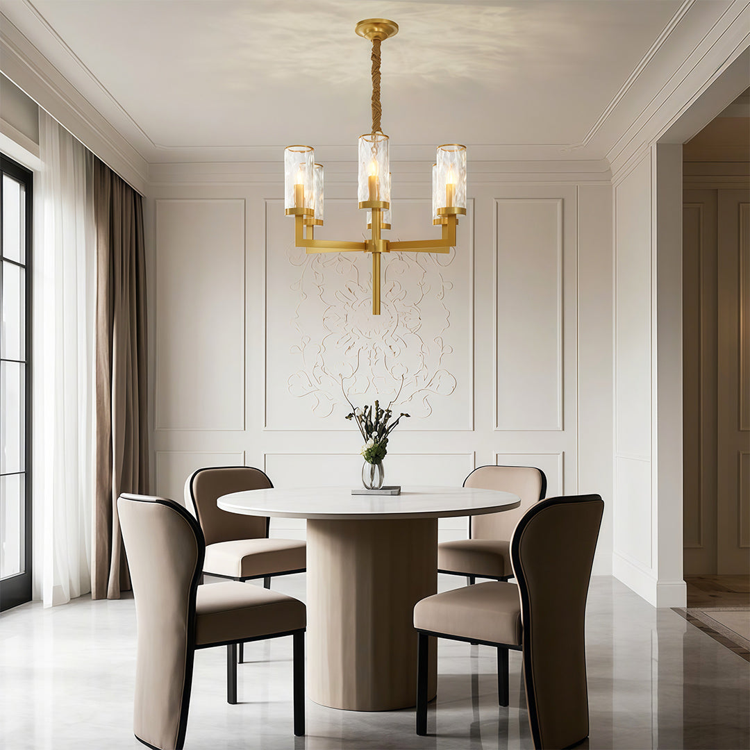 Minimalist Cluster Island Chandelier — Transparent Glass, Full Copper Frame, E14, 6/8/10/15-Light