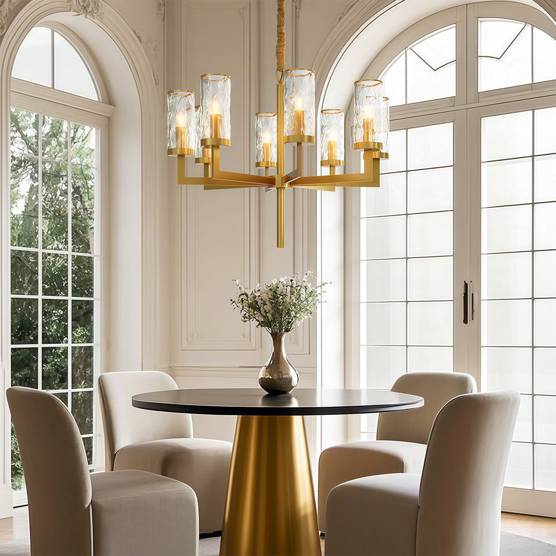 Minimalist Cluster Island Chandelier — Transparent Glass, Full Copper Frame, E14, 6/8/10/15-Light