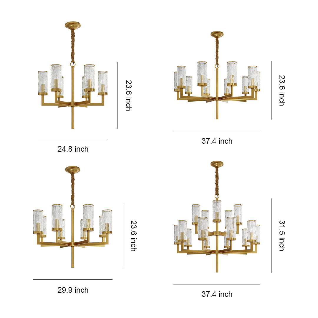 Minimalist Cluster Island Chandelier — Transparent Glass, Full Copper Frame, E14, 6/8/10/15-Light