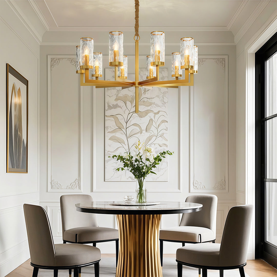 Minimalist Cluster Island Chandelier — Transparent Glass, Full Copper Frame, E14, 6/8/10/15-Light