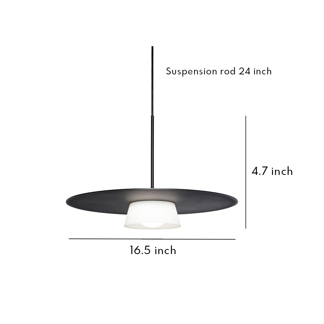 Round Iron Island Pendant — Minimalist, Black or White, LED E27, 16.5" Wide, 3000K