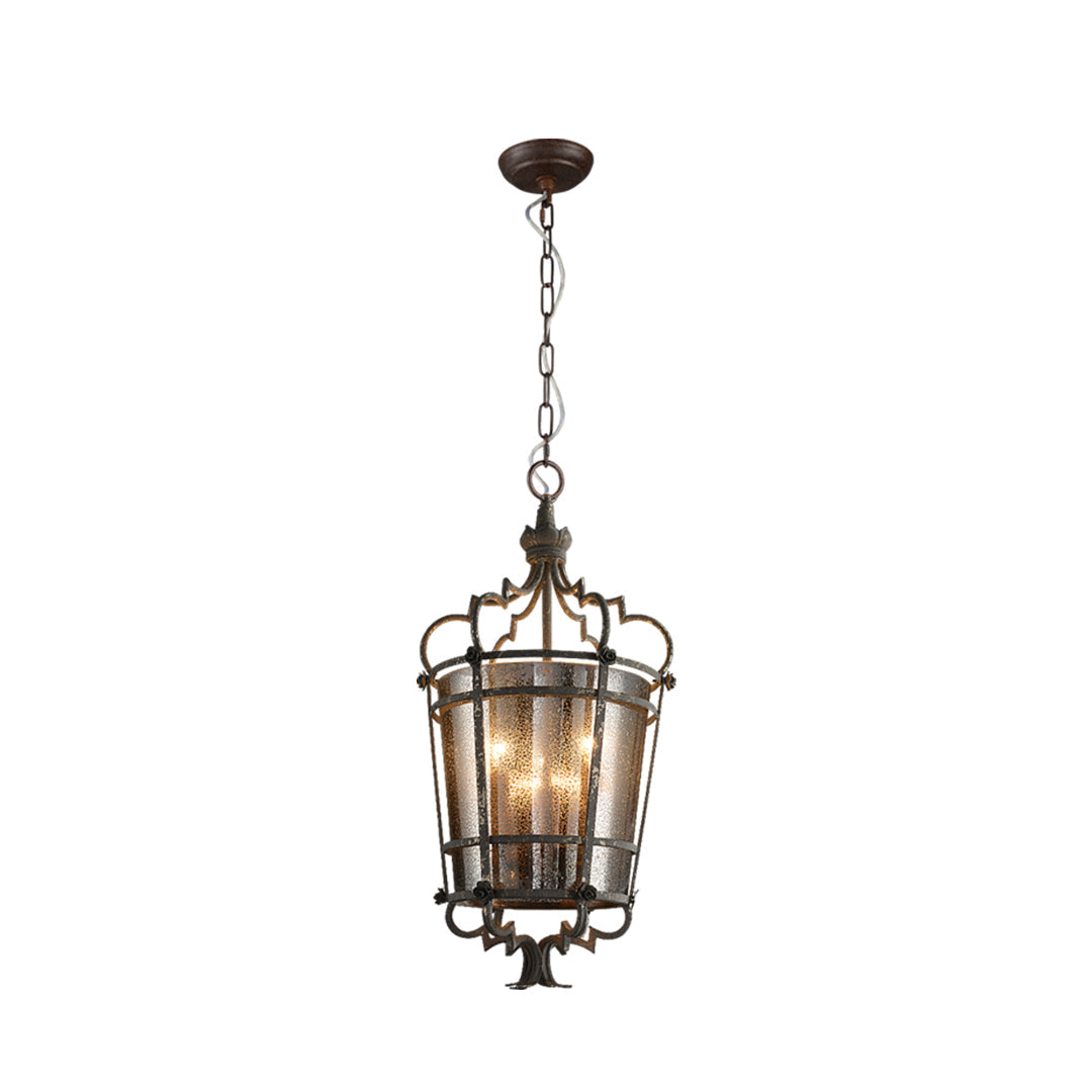 Gothic Roman-Inspired Pendant Light — Antique Bronze Iron, Transparent Glass, 3-Light, E12, Adjustable 1.8m Chain