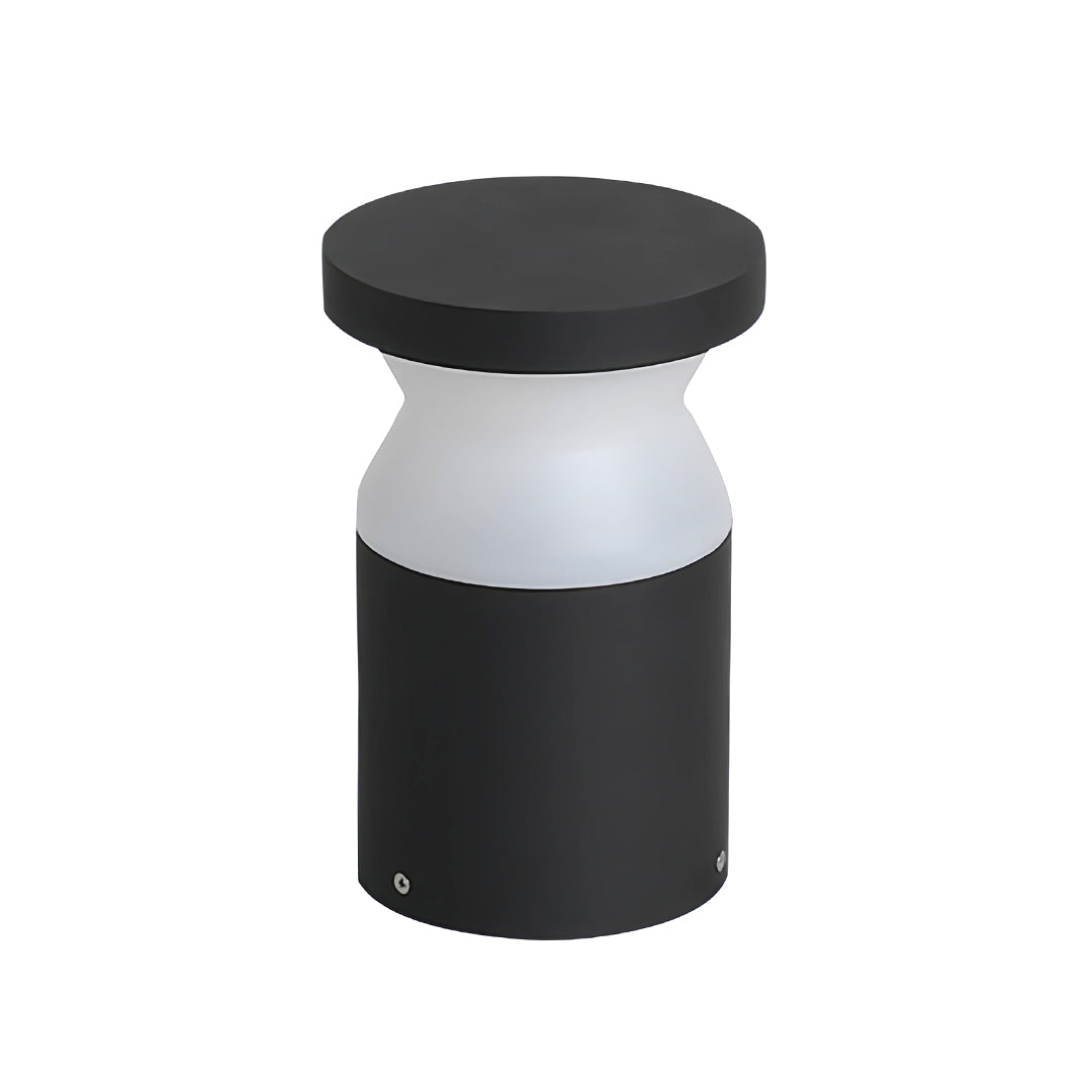 Modern Cylindrical Outdoor Bollard Path Light — Black Stainless Steel, 4W LED, IP54, 3000K Warm White