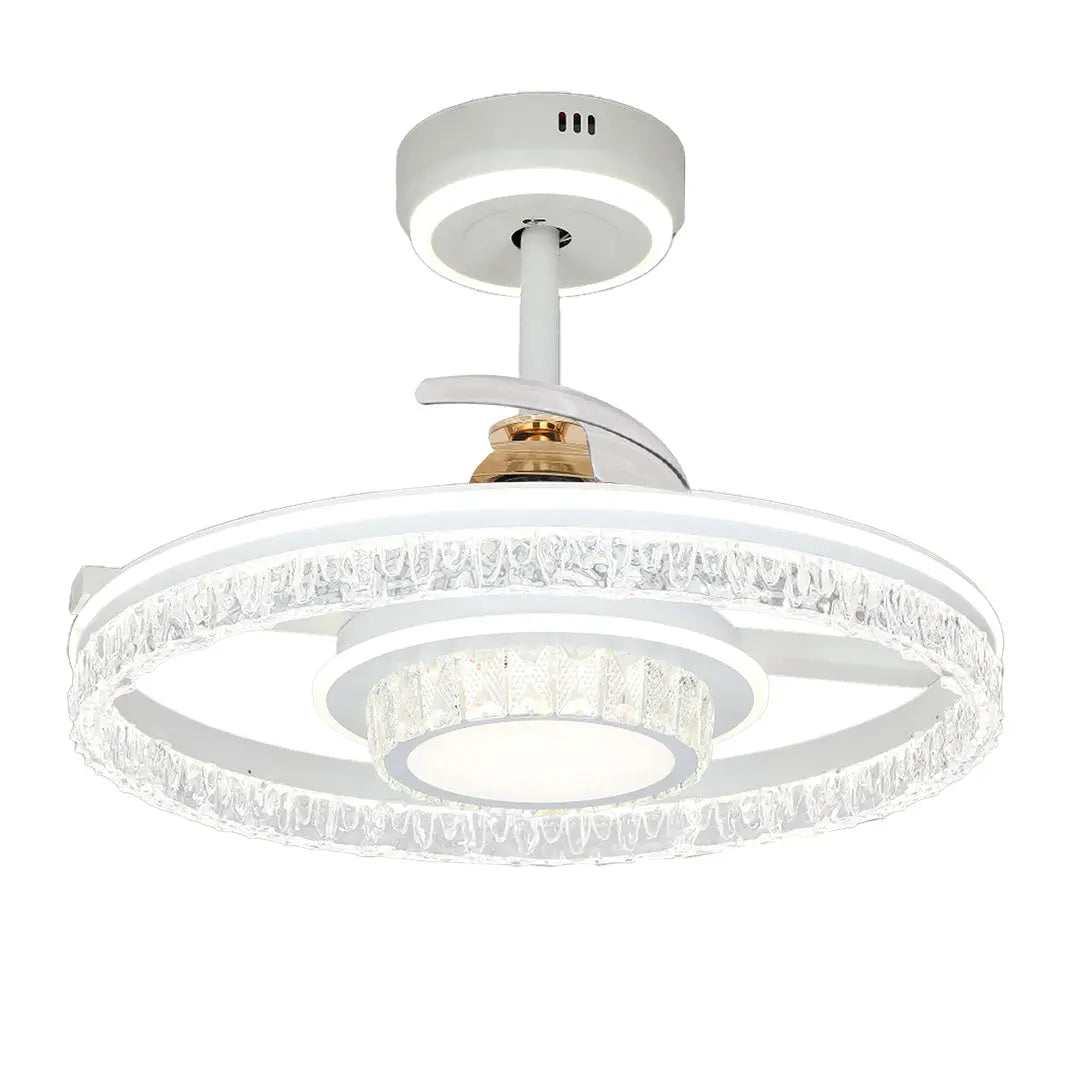 Nordic Luxury Ceiling Fan with Round Light and White Aluminum Body Luxe