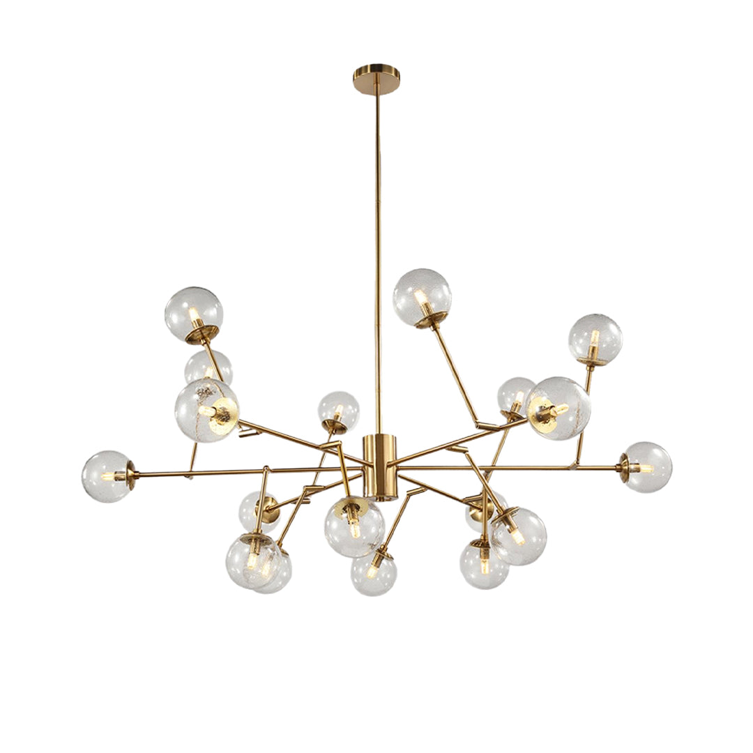 Bubble Sputnik Chandelier — Copper, Clear Glass Globes, G9, Gold Finish, 53" Adjustable