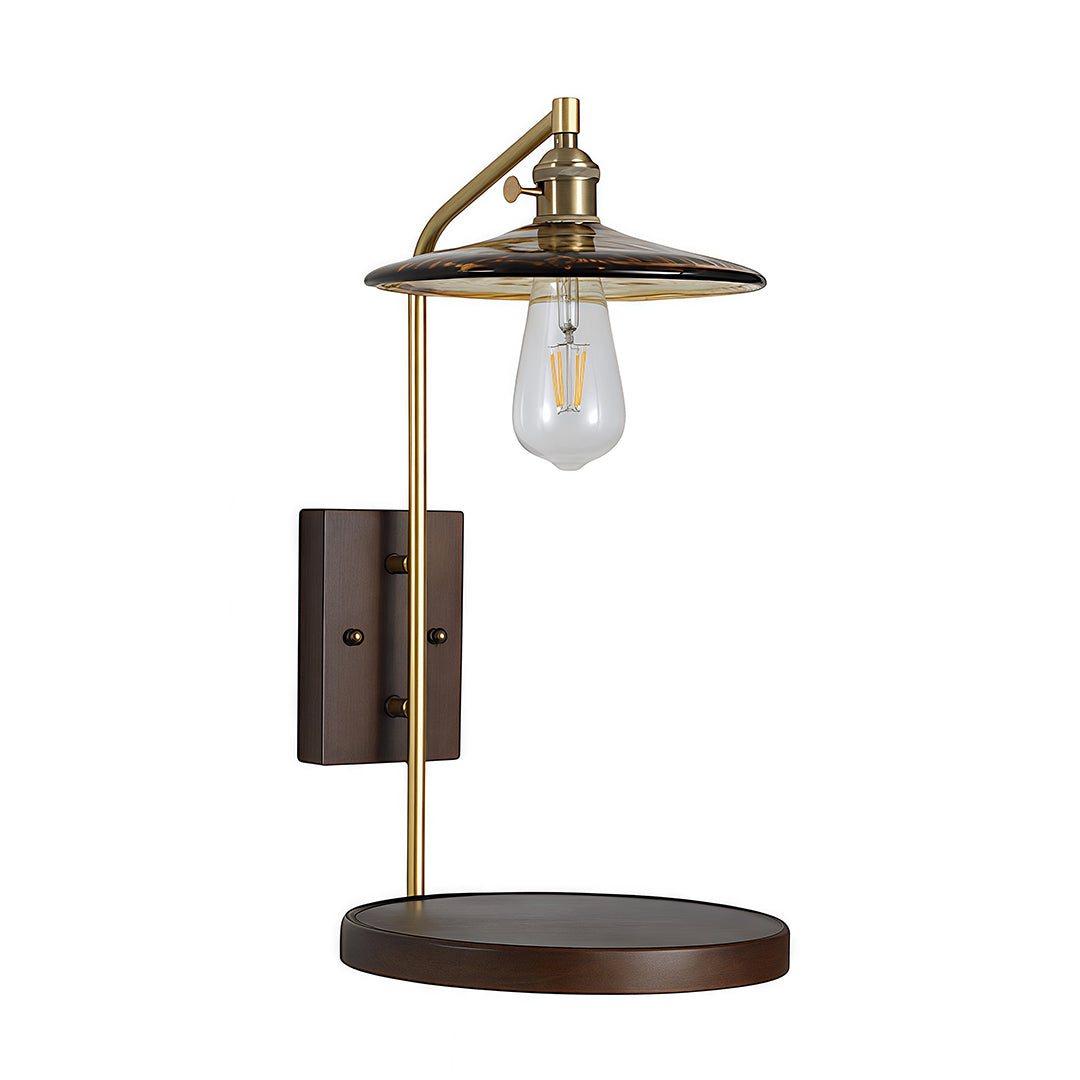 Retro Wave Glass Wall Sconce — Iron and Rubberwood, E27 LED, 3-Step Dimming (3000K/4500K/6000K), 3 Design Styles