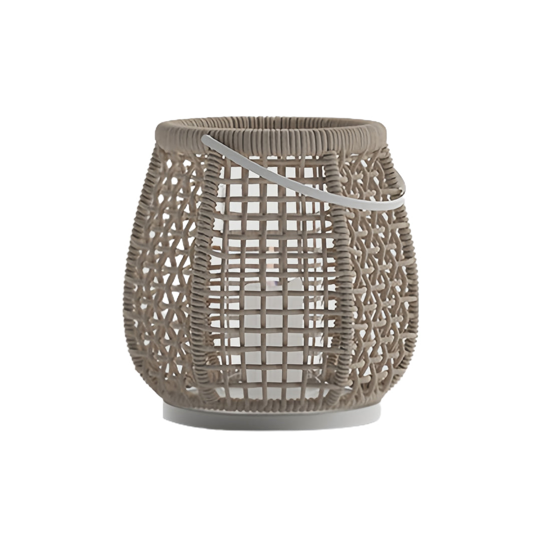 Woven Outdoor Lantern with Handle — Metal & Rattan, Portable, 10W Plug-in / USB Rechargeable / Solar, 4000mAh, IP-Rated