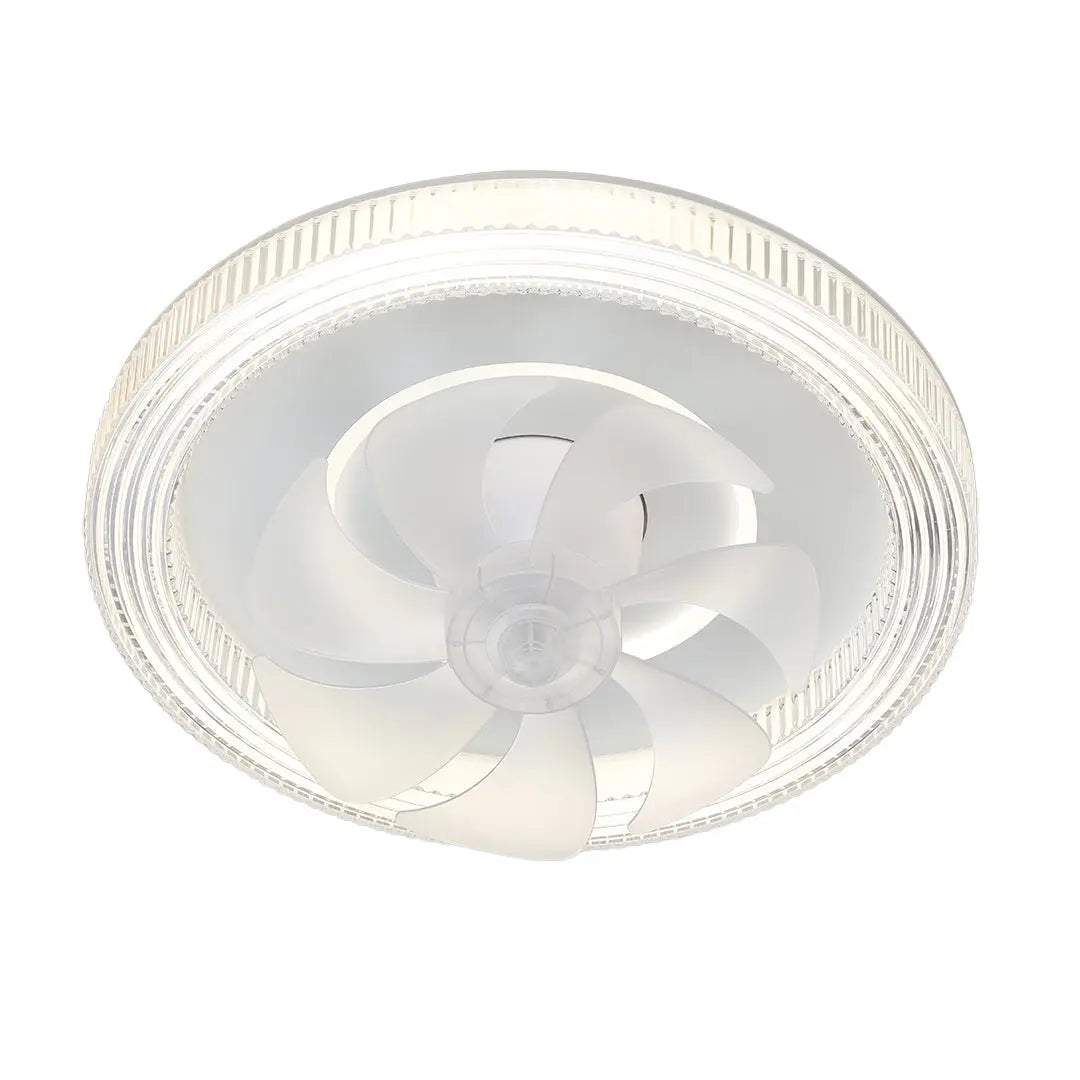 Simple LED Lamp Circular Ceiling Fan with White Finish and Light Luxe
