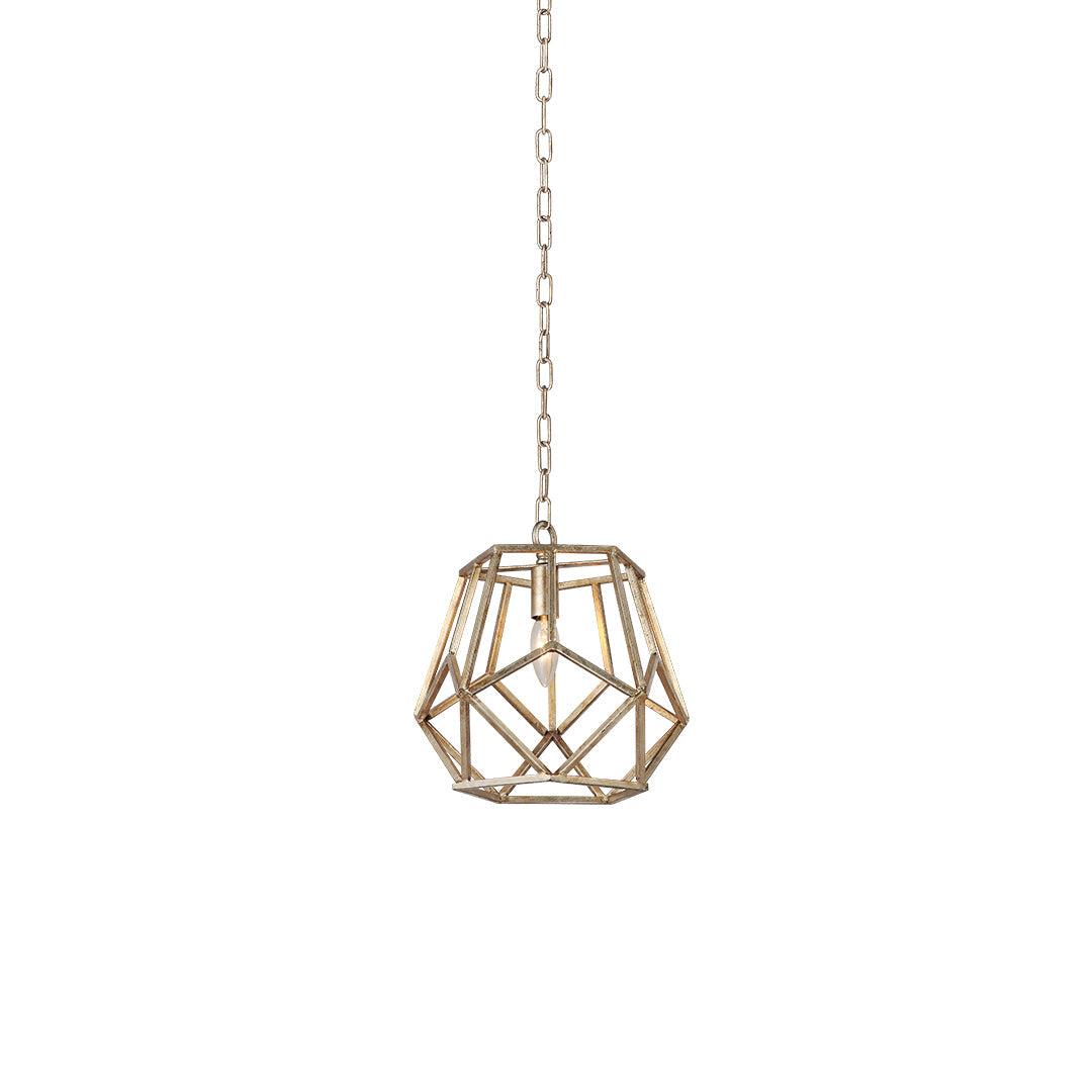 Geometric Pendant Light — Gold Metal, 1-Light, E12, 1.8m Adjustable Chain