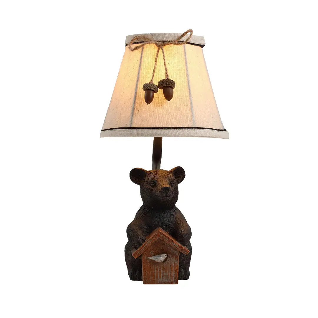 Charming European-Style Bear Table Lamp with Novelty Fabric Lampshade Luxe