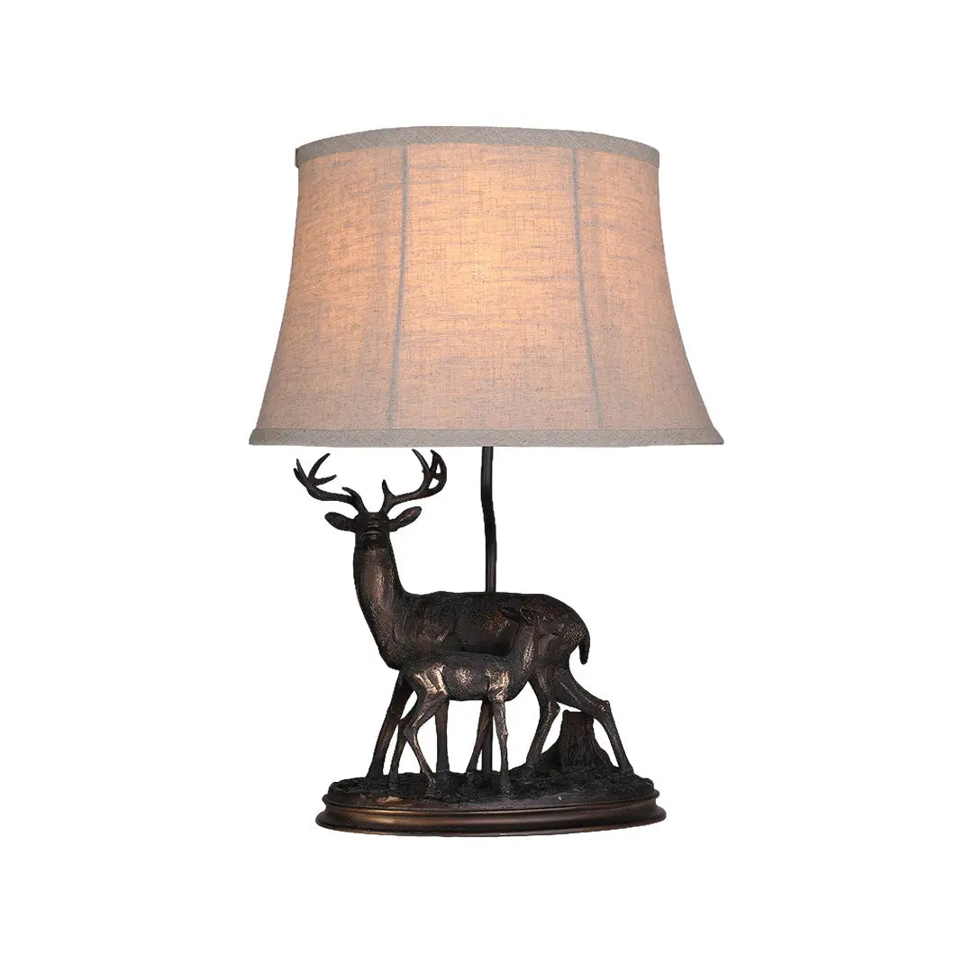 Decorative Table Lamp Featuring a Sculpted Mother Deer and Fawn Luxe