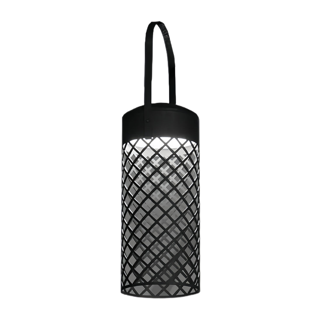 Minimalist Cylindrical Outdoor Pendant Lantern — Black Stainless Steel, 2W LED, IP54, Portable