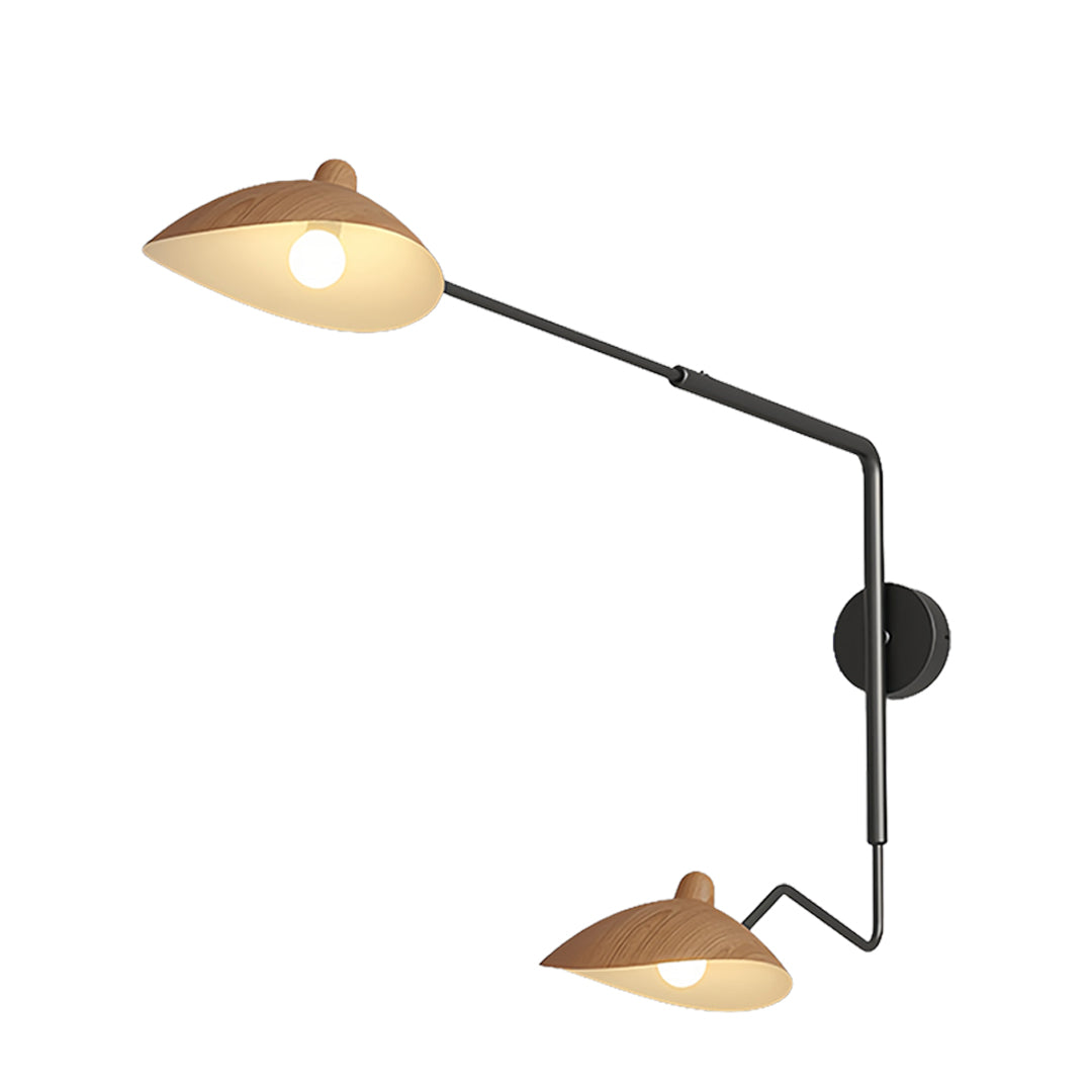 Vintage Swing-Arm Wall Sconce — Iron, E27 LED, 3-Step Dimming, 360° Rotatable, 1- or 2-Light, 4 Sizes