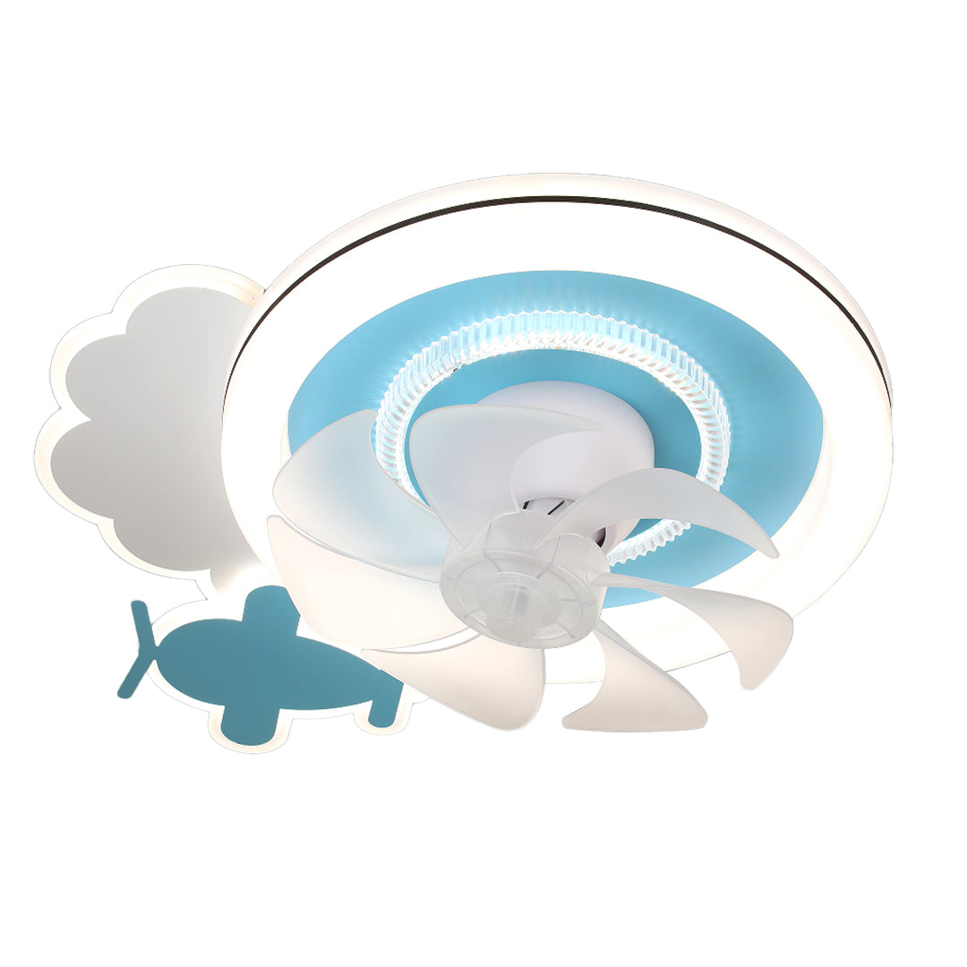 Blue and White Children's Ceiling Fan with Lights and Quiet Motor