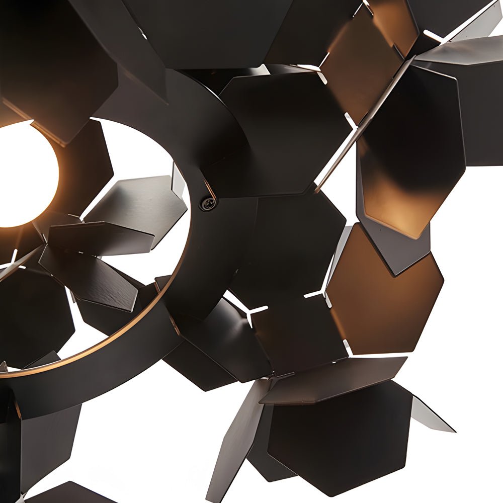 Postmodern Italian Hexagonal Black Iron Chandelier — E27, 3000K Warm White, 3 Sizes