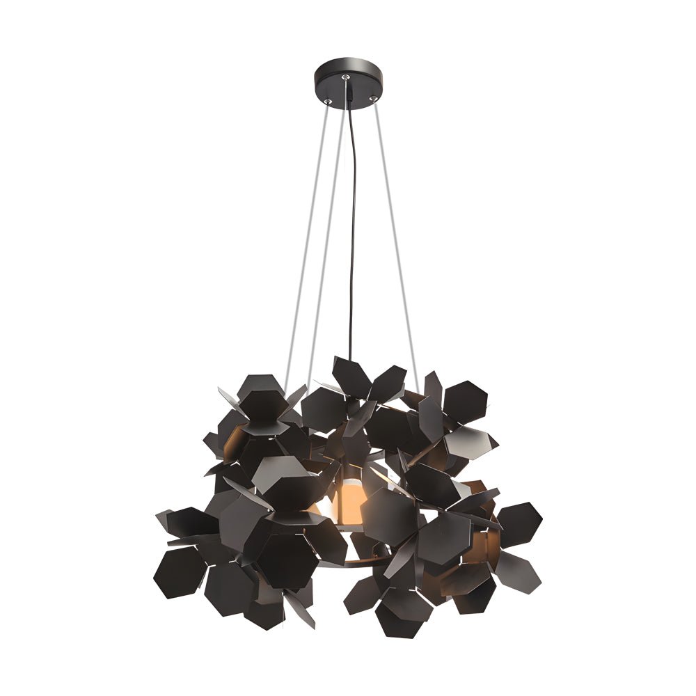 Postmodern Italian Hexagonal Black Iron Chandelier — E27, 3000K Warm White, 3 Sizes