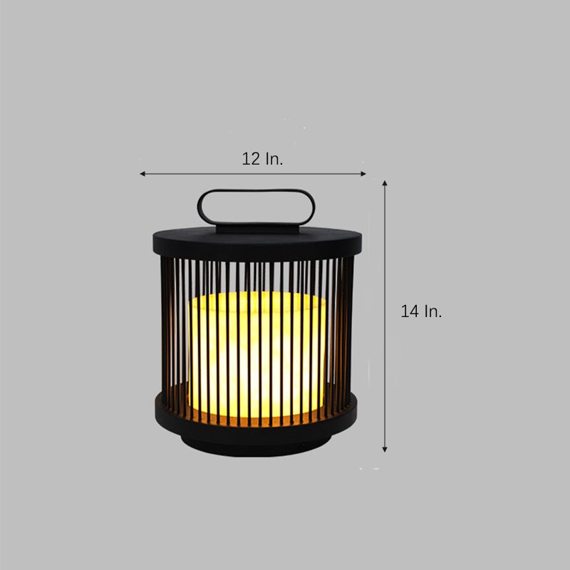 Retro Cage Outdoor Lantern — Black, E27, 110V–220V Waterproof, Portable with Handle Ring