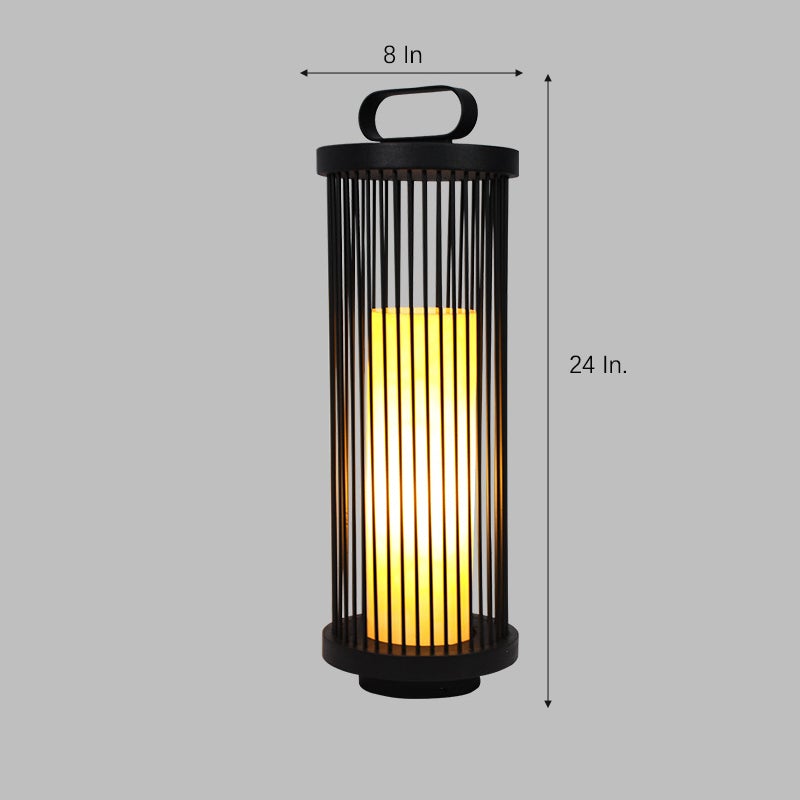 Retro Cage Outdoor Lantern — Black, E27, 110V–220V Waterproof, Portable with Handle Ring