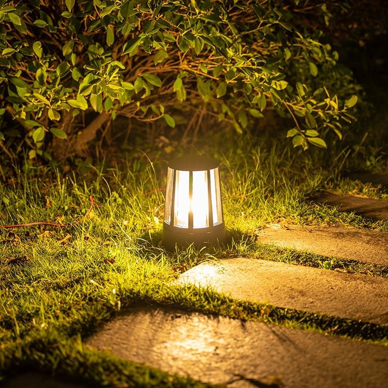 Modern Geometric Outdoor Bollard Light — Aluminum & Acrylic, LED E27, 1-Light, Hardwired, IP65 Weatherproof, 10" H