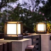 Modern Geometric Square Solar Post Light — Black ABS & Acrylic, LED, 3W, Dusk-to-Dawn