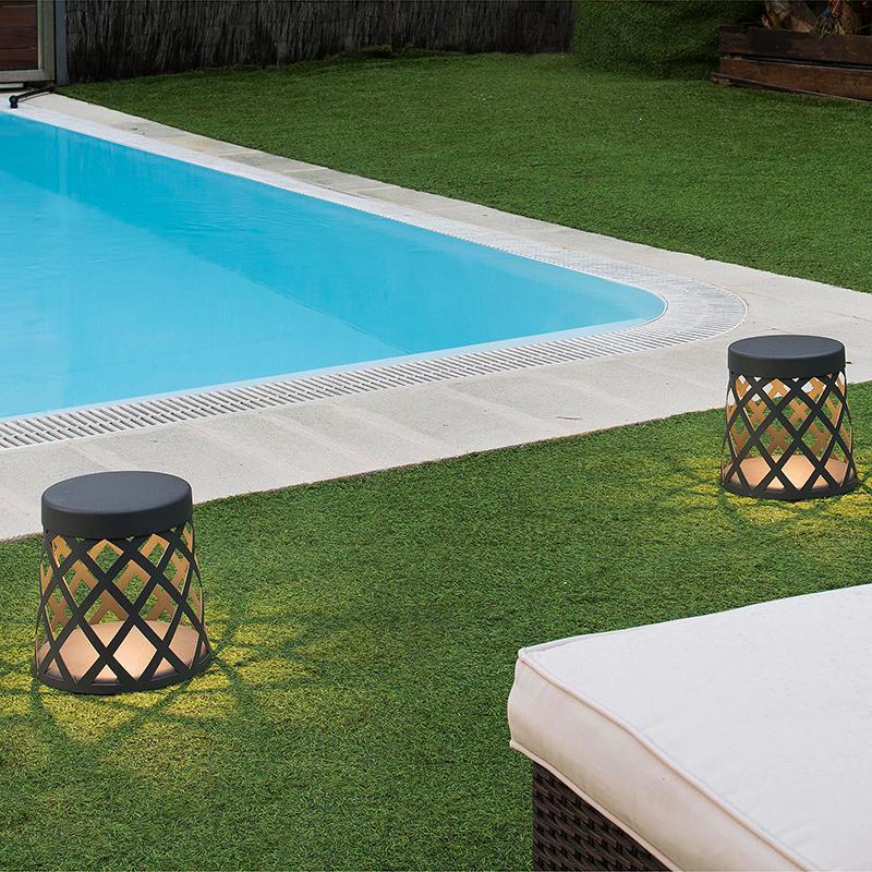 Modern Black Aluminum Waterproof LED Outdoor Lanterns - Lawn Stool Light