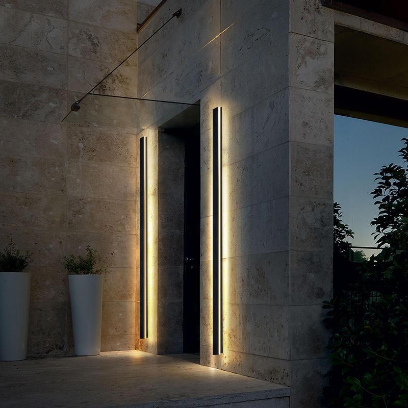 dimmable rgb black minimalist long led linear wall lights