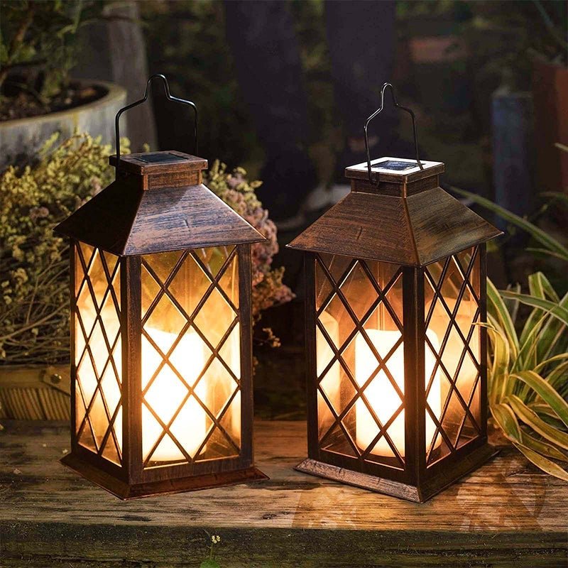 Retro Lantern Outdoor Solar Light — Antique Bronze, LED, Waterproof, 6" × 11"