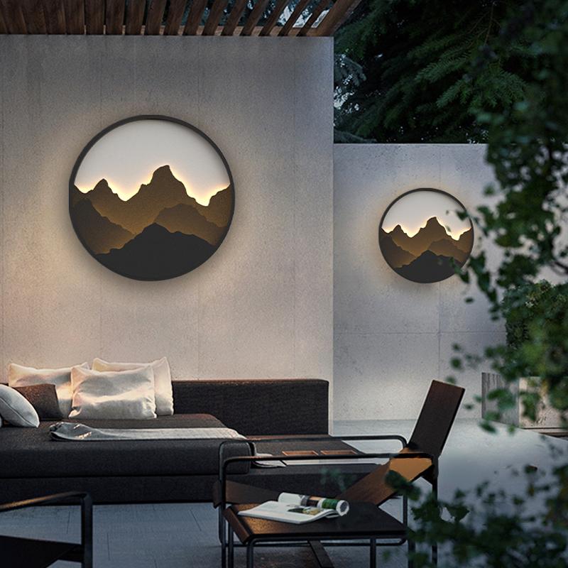 Mountain Scenery Outdoor Wall Sconce — Stainless Steel, LED, IP54, 3200K Warm White, 18"–31"