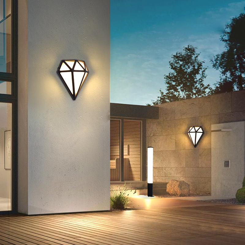 Rhombus Diamond Outdoor Wall Sconce — Aluminum, LED, IP54, 3200K Warm White