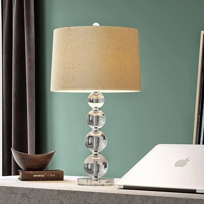 20.5-Inch Crystal Table Lamp with Light-Through Stacked Spheres Luxe