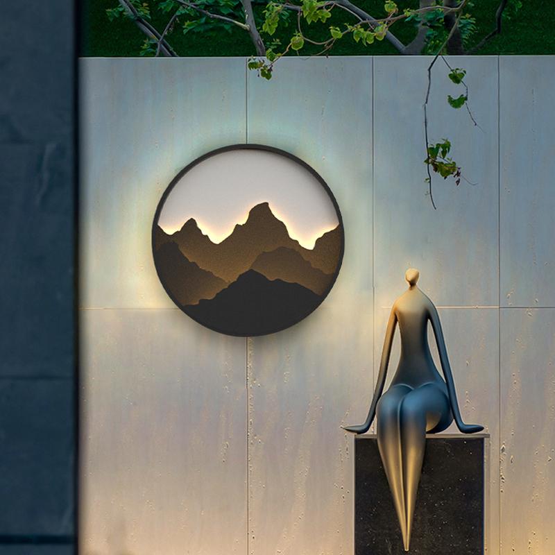 Mountain Scenery Outdoor Wall Sconce — Stainless Steel, LED, IP54, 3200K Warm White, 18"–31"