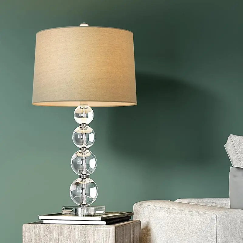 20.5-Inch Crystal Table Lamp with Light-Through Stacked Spheres Luxe
