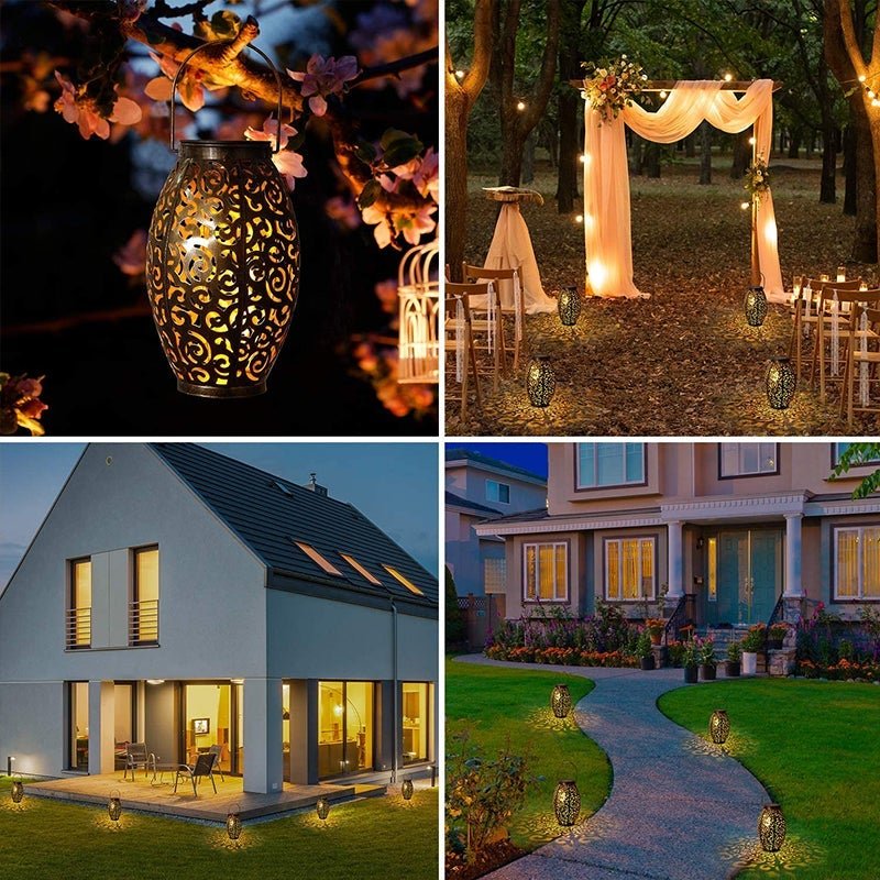 Antique Retro Outdoor Portable Lantern — Red Copper Iron, Solar-Powered LED, Dusk-to-Dawn, Waterproof