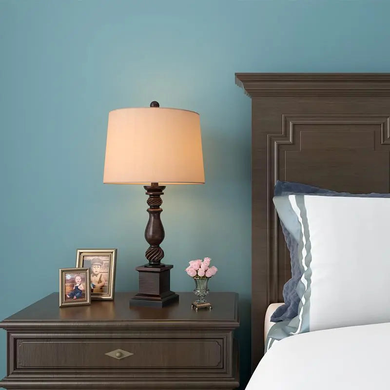 Traditional 24-Inch Rustic Bronze Resin Table Lamp Luxe