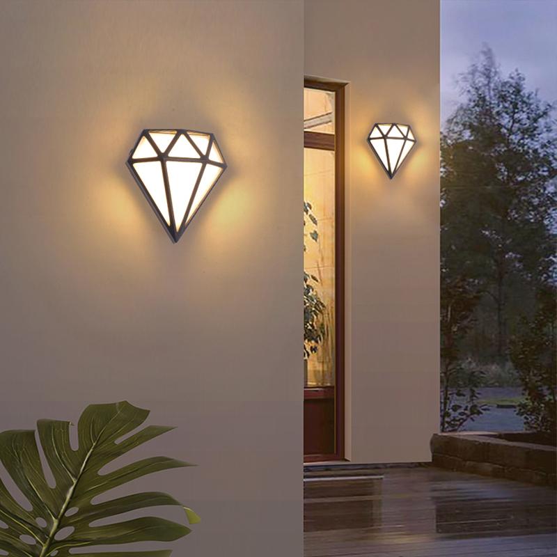Rhombus Diamond Outdoor Wall Sconce — Aluminum, LED, IP54, 3200K Warm White