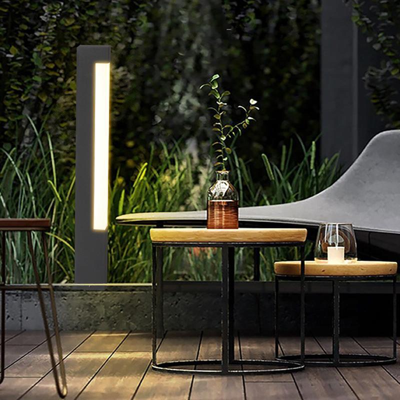 Contemporary Tall Black Square Aluminum LED Landscape Pathway Lights