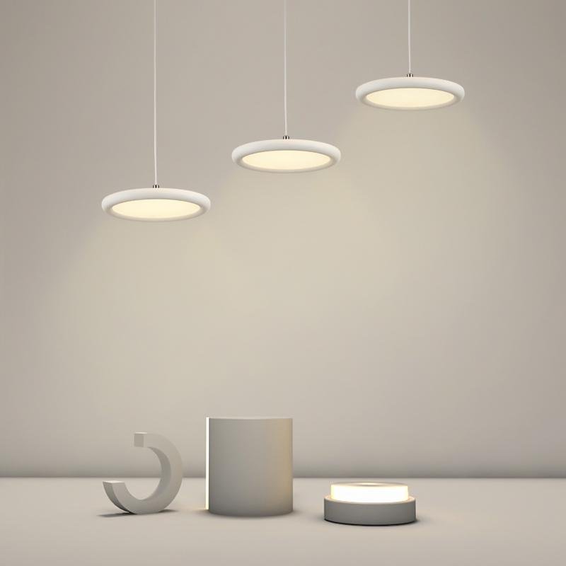 Geometric Circle Pendant Light — Aluminum & PMMA, 3-Head, 24" Diameter, LED Integrated, Black