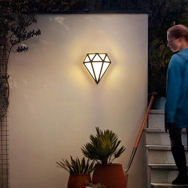Rhombus Diamond Outdoor Wall Sconce — Aluminum, LED, IP54, 3200K Warm White