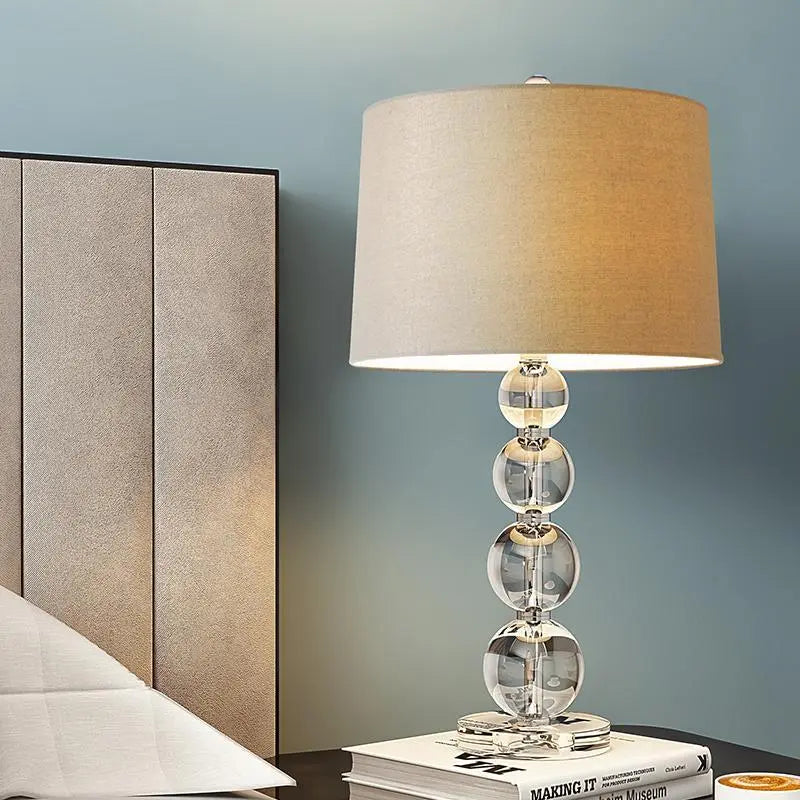 20.5-Inch Crystal Table Lamp with Light-Through Stacked Spheres Luxe