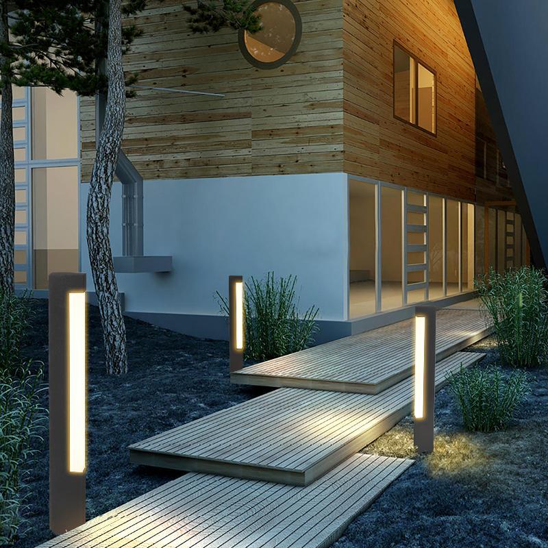 Contemporary Tall Black Square Aluminum LED Landscape Pathway Lights