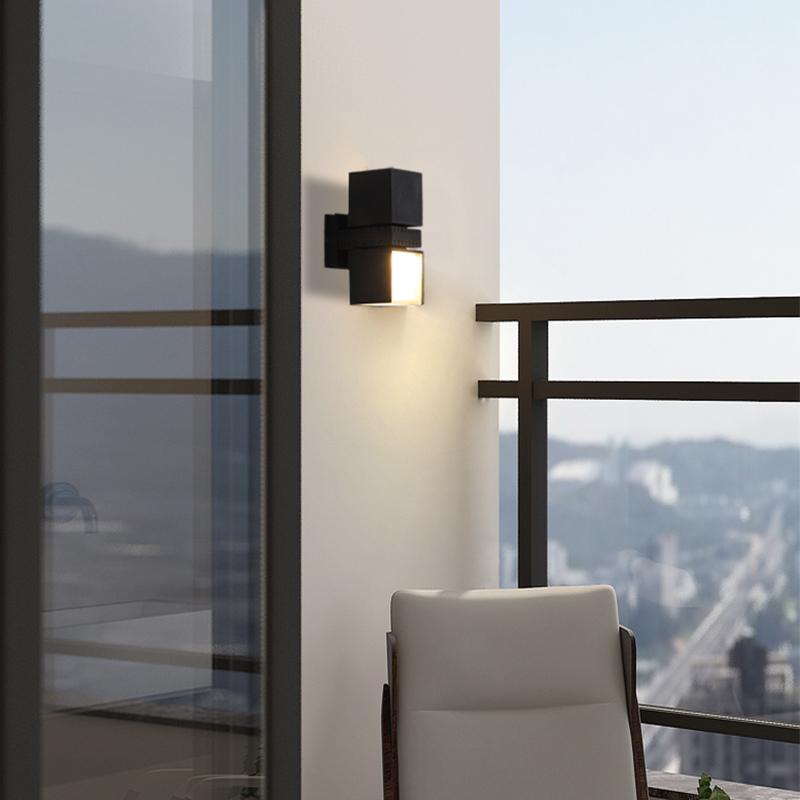 Adjustable Black Outdoor Wall Lights with Up and Down Lighting - Square Design